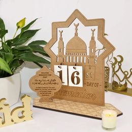 Ramadan Countdown Kalender Houten Advent EID Mubarak Ornament voor Thuis Moslim Islamitische Tafeldecoraties 240301