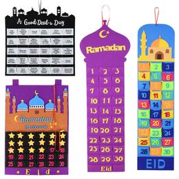 Ramadan Countdown a fait sentir le calendrier avec poche 30 étoiles Eid Mubarak Decoration pour la maison Islamic Muslim Party Eid al Adha Kids Gifts 240403