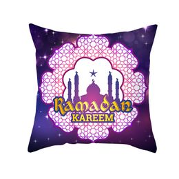 Ramadan kussenhoezen 18x18 inch islamitische paarse vierkante eid mubarak sierkussen case sofa couch gooien kussenhoes decoratie ZZC3432