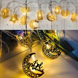 Ramadan Decoratie Maan Ster Led Lichtslingers Moslim Evenement Party Hollow Out Castle Lichtslinger Islam EID Mubarak Decor 10LED Cadena De Luces LED Ramadan Maan Ster