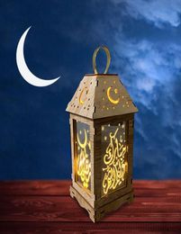 Ramadan Lantern Lantern Lanterne en bois avec LED No Battery LED LUMIÈRES LIGRES LANTERIE HAPPET EID 2021 LUMIÈRES DÉCoration Y02195704796