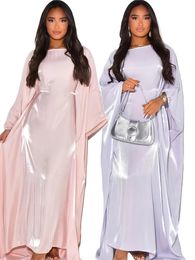 Ramadan Eid Satin Batwing papillon Abaya Dubai Luxury Muslim Maxi Kaftan Dress Abayas pour femmes Ka Robe Femme Vestidos 240423