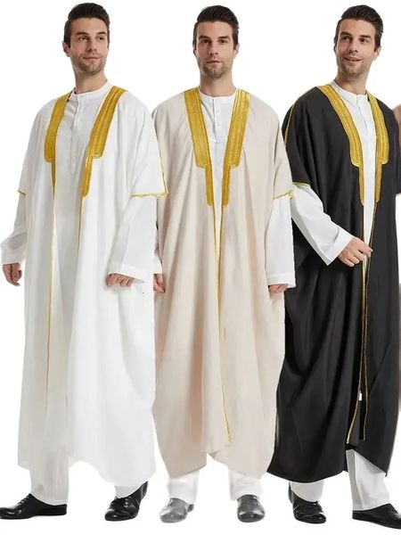 Ramadan Ka Open Muslim Fashion Kimono Abaya Dubai Turquie Arabe Islam Abayas pour les vêtements de prière Men Robe Musulmane Hombre 240328