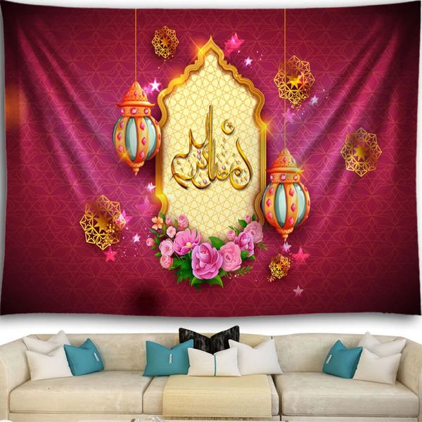 Ramadan Kareem Tapestry Moubarak Islamic Home Decorations Musulman Decor Ramadan Festival Mur suspendu Room Wall Tissu 240403