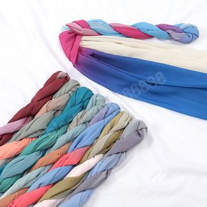 Ramadan Musulman Bulle En Mousseline De Soie Hijab Châle Islam Long Ombre Tie-teint Head Wrap Pour Les Femmes Dessiné À La Main Dégradé Voile Écharpe 180 * 70Cm