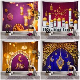 Ramadan Tapestry Eid Mubarak Deken Strand Handdoek Islam Muslim 150 * 150 cm Polyester TV Opknoping Tapestry Woondecoratie