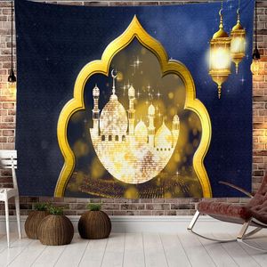 Ramadan Tapestry Islamic Moon Eid Mubarak Religion Festival Wall suspendu en tissu pour la décoration de chambre d'église 240403