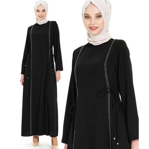 Ramadan Femmes noires sur toute la longueur Abaya Muslim modeste robe Islamic Turquie marocaine Dubai Kaftan Vêtements arabes Burqa Vêtements S-XL 240415
