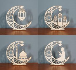Ramadan Wooden Decoration Islam musulman Eid Ramadan Diy Moon Star Tabletop Ornaments Home Office Party décor7660888