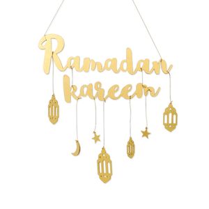 Ramdan Kareem Décoration Pendentif en bois Ornements EID Mubarak Décor pour la maison Islamique Musulman Décoration Ramadan 2021 Aide 210408