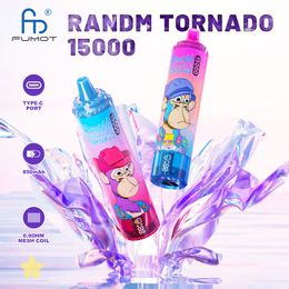RamdM Tornado-doos 15000 trekjes 25 ml pod-damp Vape-pen Wegwerpapparaatkits E-sigaret 850 mAh Batterij 41 kleuren oliebatterijweergave 15K vape