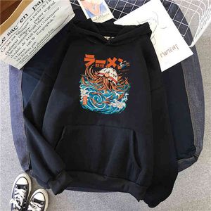 Ramen Golf Print Man Hoodie Winter Pocket Vintage Losse Hoodie Sweatshirts Mannelijke Mode Fleece Cartoons Heup Hop Oversize Hoodies H1227