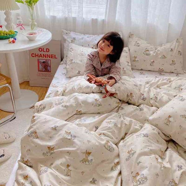 Rami Family 40 Hilo de cama de algodón de algodón Set Seasons Universal Lindo Cartoon Colch Tope Student