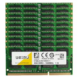 Rams 10pcs DDR3L RAM 4GB 8GB 16G Memorias de la computadora portátil PC3 12800 10600 8500 1600 1066 1333 MHz 240PIN 2RX8 Memoria de memoria SODMM DDR3 RAM