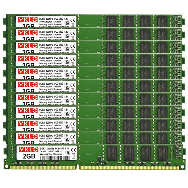 RAMS 10PCS SET DDR2 2GB 800 MHz PC26400 DIMM Desktop PC RAM 240 PINS 1.8 V Prix de gros non ECC