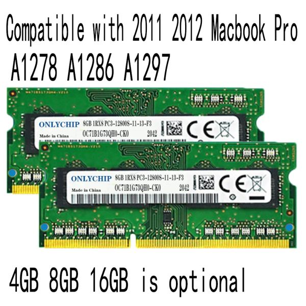 Rams 2011 2012 Apple MacBook Pro A1278 A1286 A1297 Mémoire RAM 8 Go 4 Go 16 Go DDR3 1600