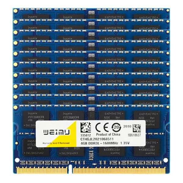 RAMS 50PCS DDR3L RAM 4GB 8 Go 1066 MHz 1333MHz 1600MHz 1.35V PC3 8500 10600 12800 Mémoire de carnet SODIMM 204PIN1.35V Memoria DDR3 RAM