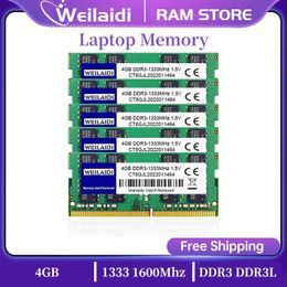 RAMS 50PCS WEILAIDI MEMORY RAM DDR3 4GB 1333MHz DDR3L PC310600S 1600MHz 12800s ordinateur portable 204 PIN 1.35V 1.5V SODIMM RAM