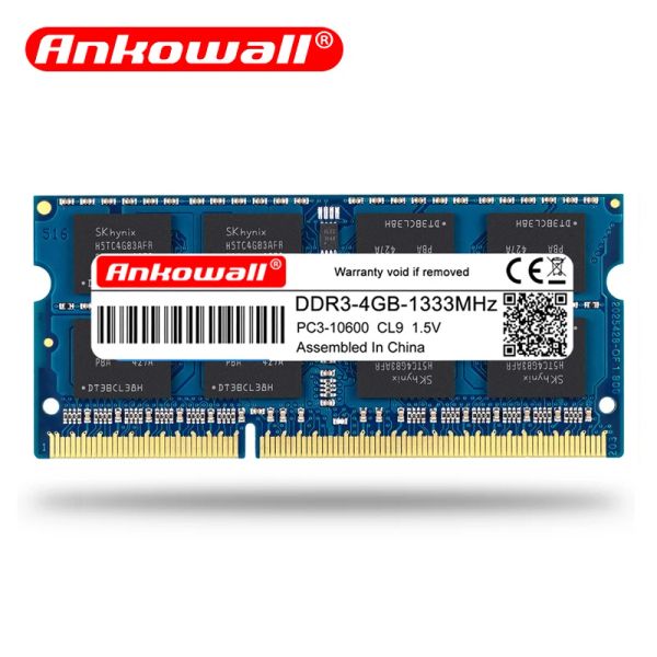 Rams Ankowall Laptop Ram DDR3 2GB 4GB 8GB 1600/1333 MHz SODIMM DDR 3 Memoria de cuaderno 204PIN 1.35V1.5V Garantía de por vida