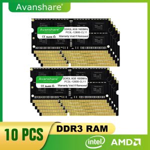 Rams avanshare 10pcs lote 4GB DDR3 RAM Memoria 1600MHz 1333MHz SODIMM DDR3L 1.5V 1.35V para computadora portátil portátil