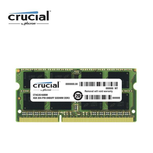 RAMS CRUCIAL DDR3 4G 1600MHz 1.35V CL11 204pin PC312800 Mémoire d'ordinateur portable RAM SODIMM