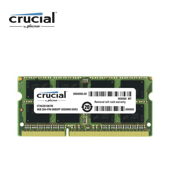 Rams Mémoire cruciale RAM DDR3 4G 1066MHz PC38500S CL7 204pin 1,35 V Mémoire d'ordinateur portable