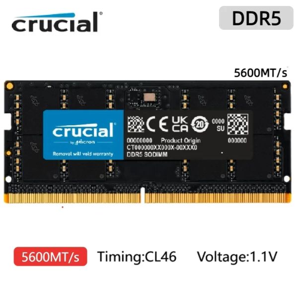 Rams Crucial Original Notebook DDR5 RAM 16 Go 32 Go 4800MHz 5200MHz 5600MHz SODIMM 288 Pin pour ordinateur portable Dell Lenovo Asus HP RAM