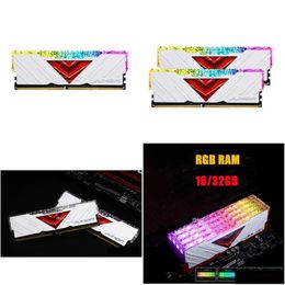 RAMS JUHOR RGB Memory RAM DDR4 16G 8GX2 32G 16GX2 3600MHz 3200MHz Desktop -herinneringen Udimm 1333 DIMM Stand LED -licht voor laptop AMD Intejc