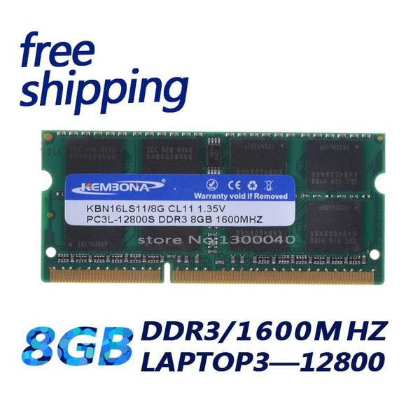 Rams KEMBONA Mejor precio Vender 1.35V DDR3L 1600 MHz DDR3 PC3L12800S 8GB Módulo de memoria Sodimm Memoria para laptop / portátil