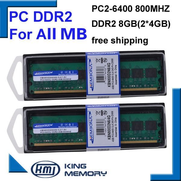 RAMS KEMBONA pour Intel et pour AMD PC Desktop DDR2 8G (2XDDR2 4G) 800MHz 4GB Memoria RAM DDR2 4GB 800MHz DDR2 PC2 6400 MEMORY RAM