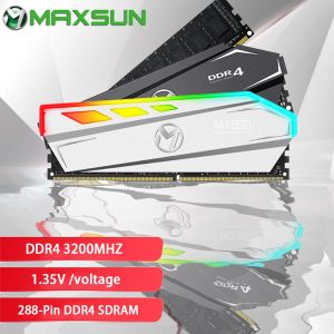 Rams Maxsun NUEVO DDR3 DDR4 Memoria 4G 8G 16G 2666 3200MHz RGB Barra de memoria Flash Armadura térmica para escritorio PC Intel y AMD