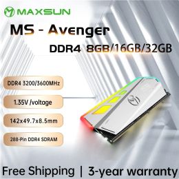 RAMS MAXSUN RAM DDR4 4 Go 8 Go Mémoire 2666 3200MHz Memoria Rams DIMM DDR4 RGB Éclairage de bureau Mémoire avec dissipateur de chaleur