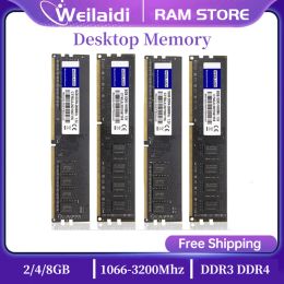 RAMS MEMORIA RAM DDR3 DDR4 2GB 4GB 8 GB 16GB Memory Ram PC3 1333 1600 1866 PC4 2400 2666 3200MHz voor desktopcomputer DIMM 1.5V