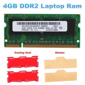 Rams NewDDR2 4GB Laptop Ram+Vestible de enfriamiento 800MHz PC2 6400 SODIMM 2RX8 200 PINES PARA MEMORA DE LA PAPTOP AMD
