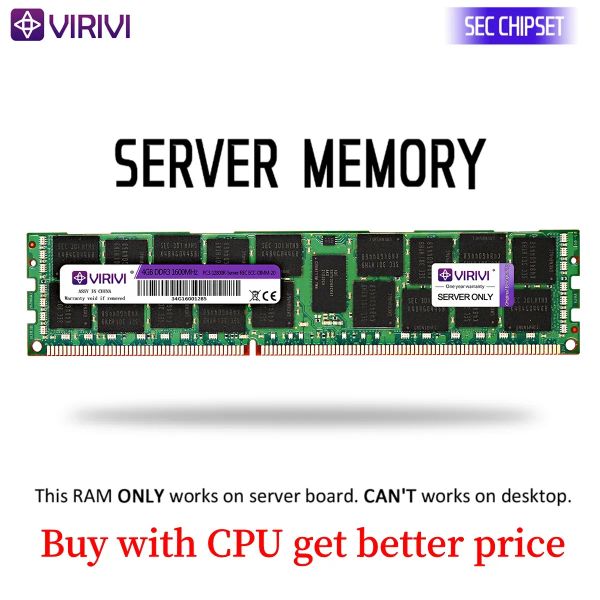 RAMS RAM VIRIVI DDR3 4 Go 8 Go 16 Go 32 Go Mémoire de serveur 1066 1333 1600 1866MHz Reg ECC 2011 1366 PIN CPU X58 X79 DIMM de carte mère