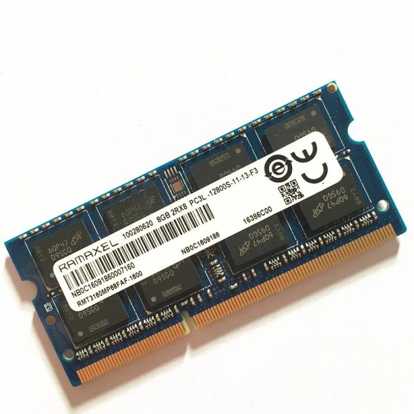 Rams Ramaxel Rams DDR3 8GB 1600MHz Memoria de la computadora portátil DDR3 8GB 2RX8 PC3L12800S1113F3 SODIMM 1.35V