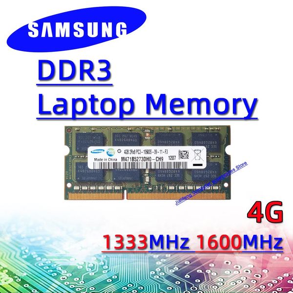 Rams Samsung DDR3 4 Go 1066MHz 1333MHz 1600MHz Mémoire d'ordinateur portable RAM SODIMM PC310600S 12800S 8500S