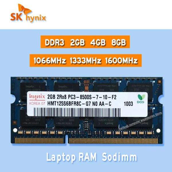 Rams SK Hynix DDR3 2GB 4GB 8GB 1066MHz 1333MHz 1600MHz Ram Sodimm Memory de la computadora portátil PC3 8500S 10600S 12800S