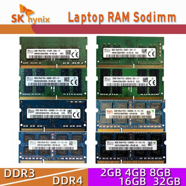 Rams Skhynix 2 Go 4 Go 8 Go 16 Go 32 Go DDR4 DDR3 10600S 12800S 2133 2400 2666 3200 PC3 2G 4G 8G PC4 16G 32G Mémoire d'ordinateur portable