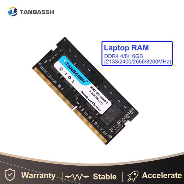 Rams Tanbassh Memoria RAM DDR4 8 Go 4 Go 16 Go 2400 MHz 2133 2666MHz Sodimm Notebook High Performance Mémoire d'ordinateur portable Support double canal