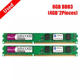 Rams Utilisé Kllisre DDR3 4 Go 1333MHz 1600 MHz Mémoire 8 Go (4 Go * 2Pieces) PC3 CL9 CL11 1,5 V DIMM de bureau RAM