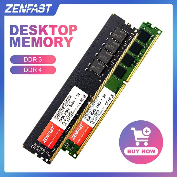 Rams Zenfast Memoria RAM DDR3 DDR4 4 Go 8 Go 16 Go 32 Go 1333 1600 2133 2400 26666MHz Mémoire de bureau DIMM RAM avec dissipateur de chaleur pour Intel AMD
