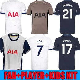 Mannen Kinderen 23 24 25 Son Soccer Jerseys 2023 2024 Jersey voetbalshirt Derde Lucas Lloris Romero Perisic Kulusevski Bentancur Kane Richarlison Pedro Porro Fans spelers