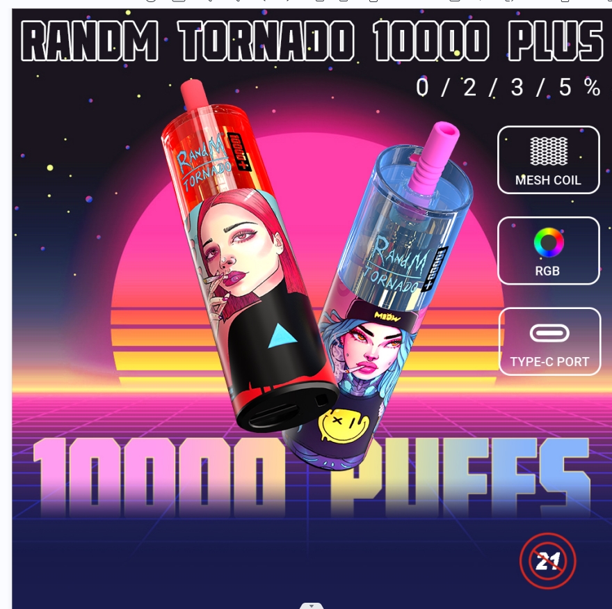 RandM Wegwerp e-sigaret vape Torando 10000 plus Rookwolken 14 Kleuren RGB lichtpod apparaatkits oplaadbaar