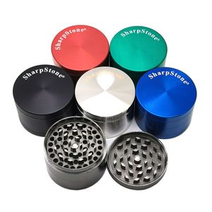 RandM Tornado 7000 Molinillos cóncavos planos SharpStone para fumar Trituradora de especias a base de hierbas Molinillo de metal de 50 mm 4 piezas con raspador 6 colores Vaporizador de hierba seca La mejor calidad