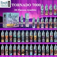 Original RandM Tornado 7000 Puffs Jetable E Cigarettes Vape Pod Device Kit 850mAh Batterie rechargeable 14ml Kit de vaporisateur de dosettes préremplies 56 Saveurs 0% 2% 3% 5%