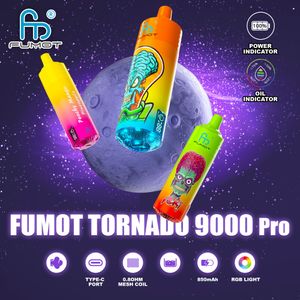 RandM Tornado 9000 Pro bouffées e cigarette jetable Vape Pen Kit rechargeable 18 ml écran d'affichage vaporisateur maille bobine shisha vap