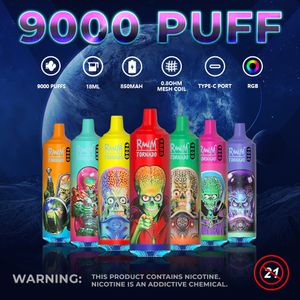 RandM Tornado 9000 Bladerdeeg Hot Selling Wegwerp Vape RGB Tank 9k Oplaadbare E-sigaret