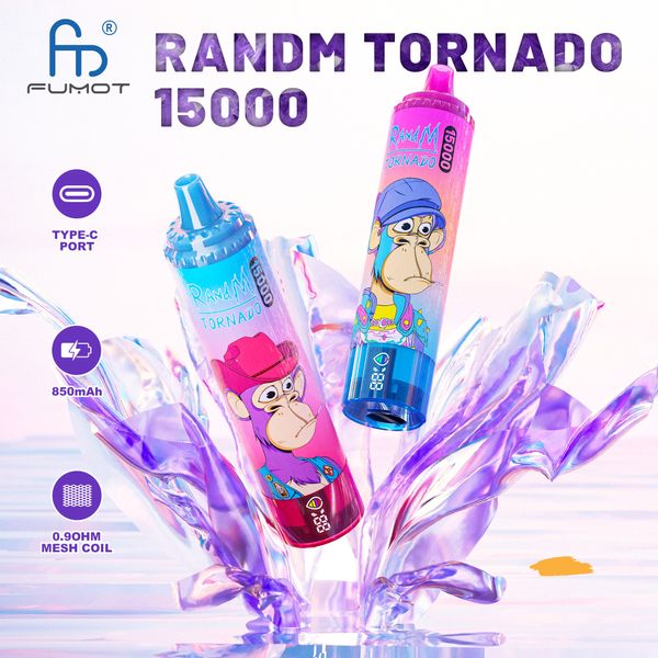 RandM vape tornado 15000 inhalaciones Fumot Cigarrillos electrónicos desechables 20 ml Batería Vape e indicador de aceite 15K soplo ecig vap