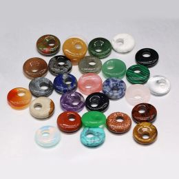 Random 5pcs 18 mm rond 5,5 mm de grandes perles de trou Natural Stone Crystal Agate Perles en vrac pour les bijoux Bracelet de collier de bricolage